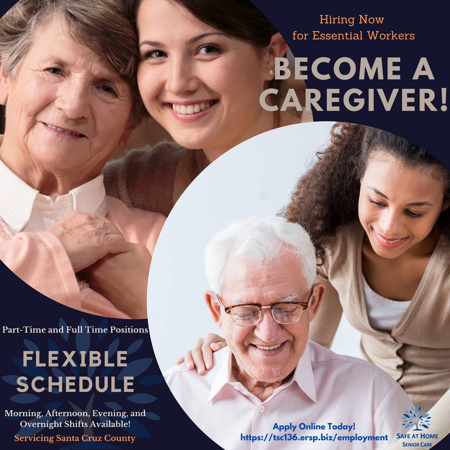 NOW Hiring Caregivers at Safe At Home Work in Santa Cruz